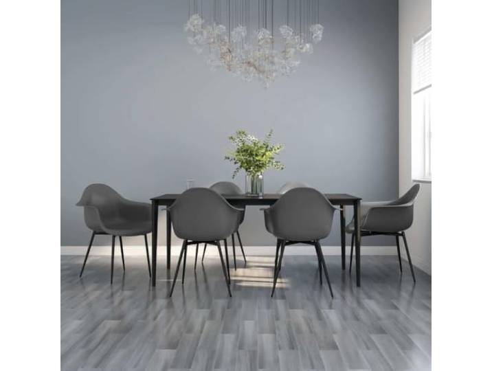 NLQMSU Esszimmerstühle, 6 Stück, Grau, Polypropylen Robuste Metallbeine, ergonomisch gebogene Rückenlehne, schlichter Stil, einfache Reinigung
