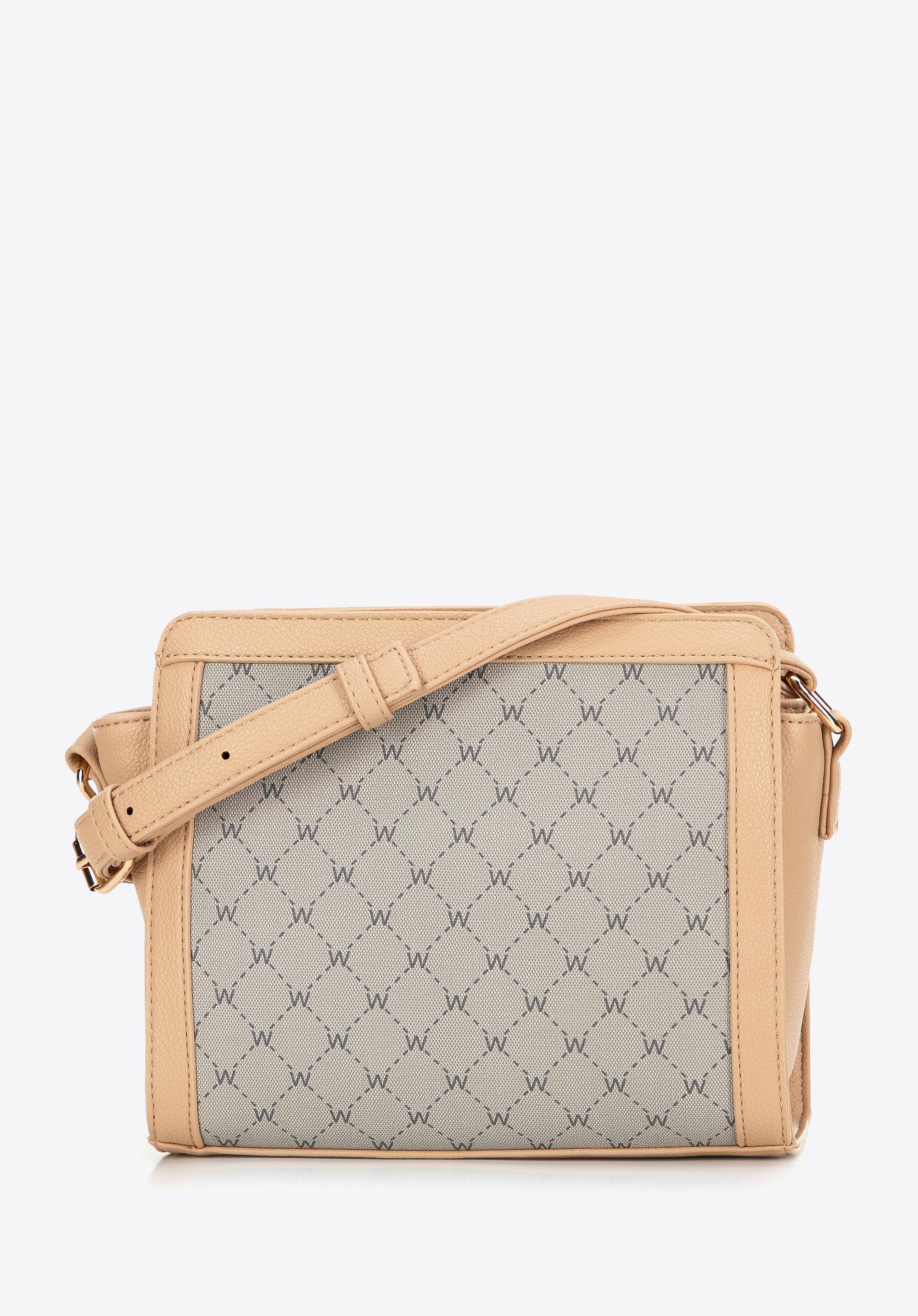 Wittchen Dames Crossbody Tas in Monogram Beige, Eco-leer
