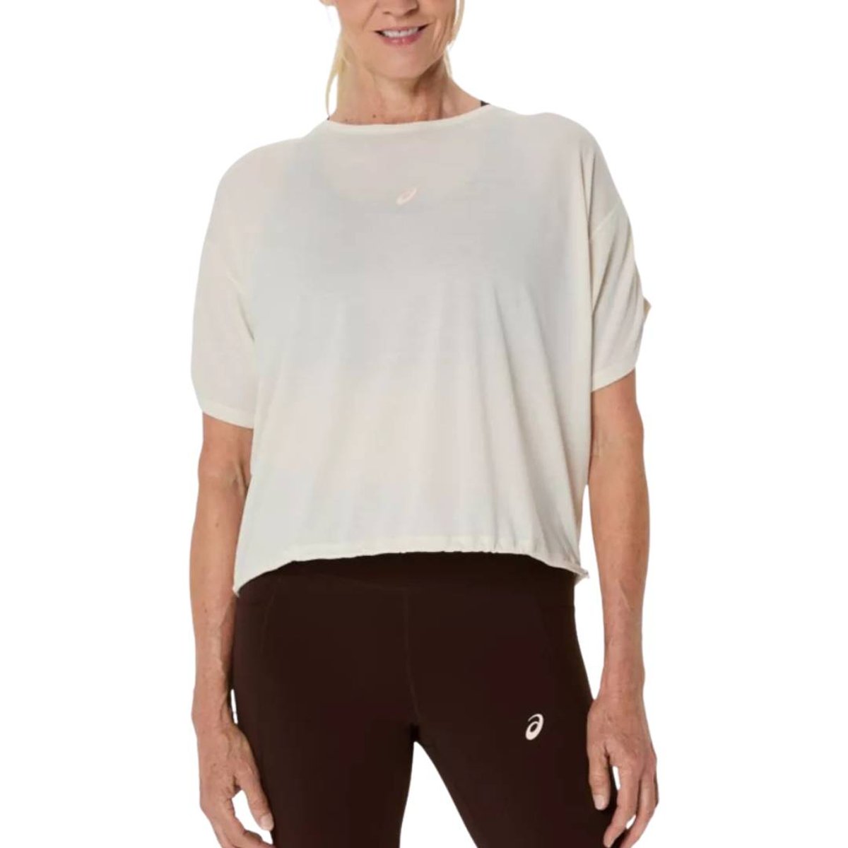 Camiseta Asics Nagino Run Adjustable SS Top Manga Curta Branco Mulher, Tamanho S