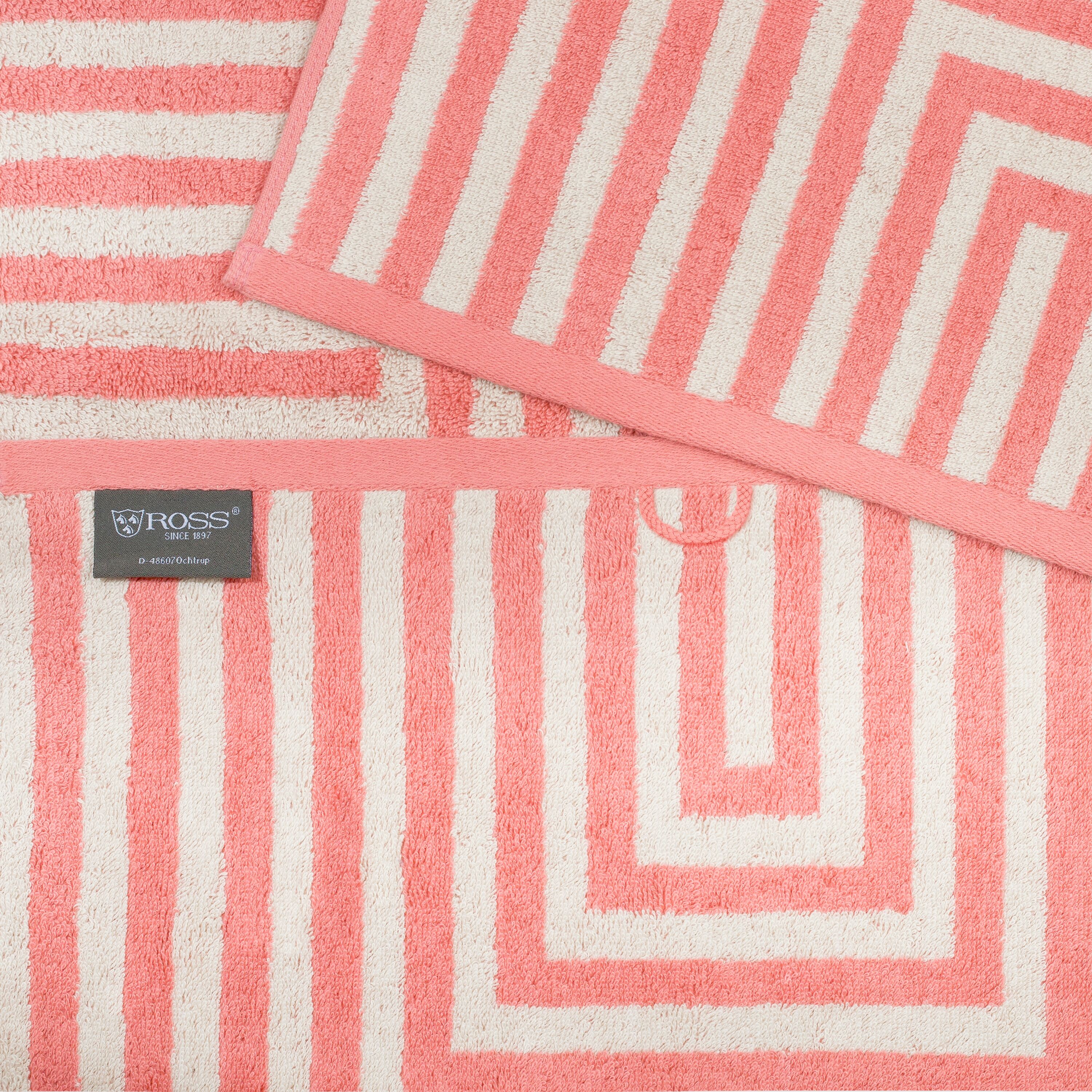 Handtücher ROSS "Grafik", rosa (rosenholz, silbergrau), B:50cm L:100cm, Frottier, Baumwolle, Handtücher, aus feinster Baumwolle