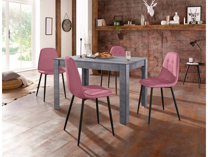 Essgruppe GOODPRODUCT, rosa (schieferfarben, rosa), B:120cm, Sitzmöbel-Sets, Essgruppe, mit Esstisch 120 cm breit