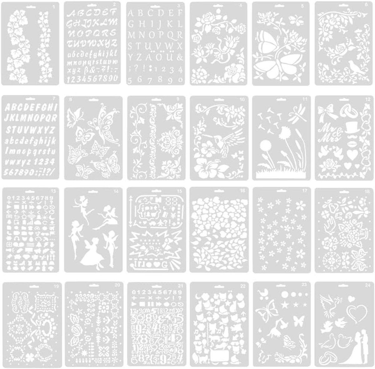 Set van 24 plastic letterstencils voor schilderen, knutselen en decoratie