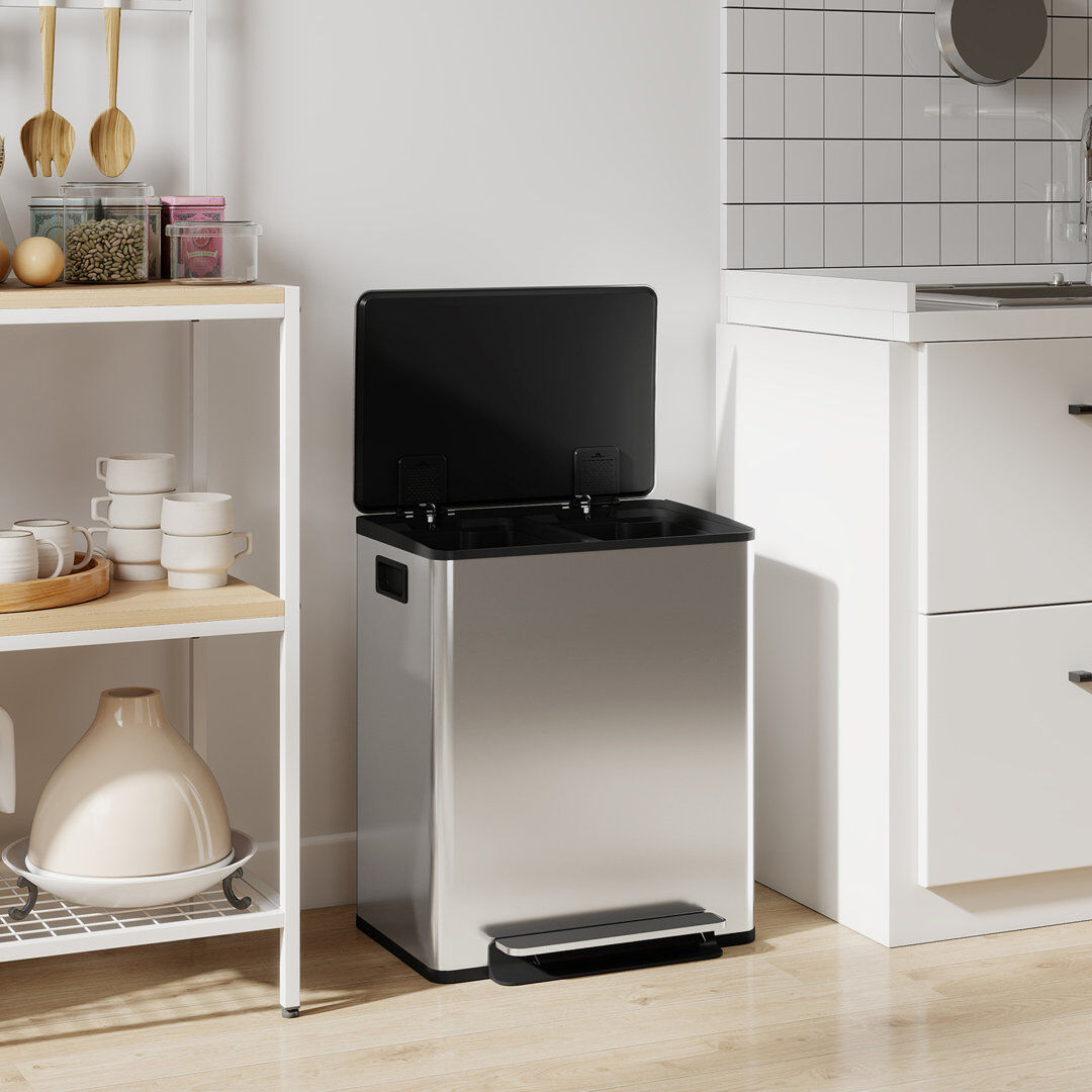 HOMCOM Step On Bin - 13.21 L Silver 50L