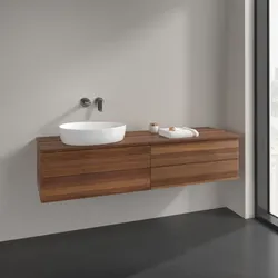 Villeroy und Boch Antao Waschtisch-Unterschrank L26012HM 160x36x50cm, Waschbeckenplattenfarbe warm walnut, warm walnut, mit Beleuchtung