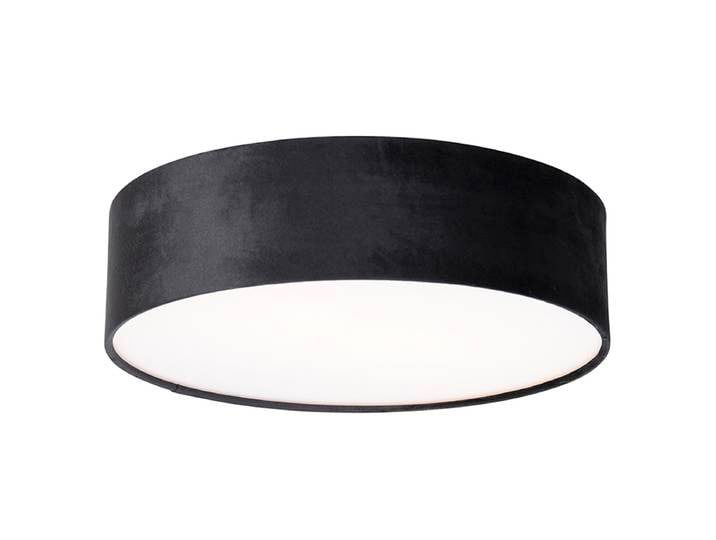 Plafonnier moderne noir 40 cm avec intérieur doré - Drum