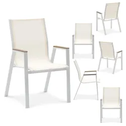 GARTENSTÜHLE MONDELLO 6er-Set beige, weiß