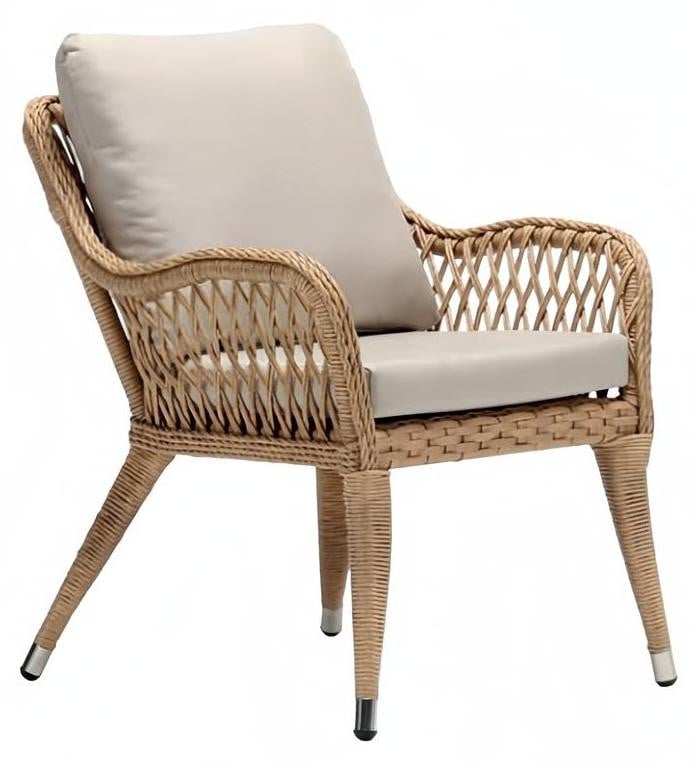 Luxus moderne beige rattan tuinstoel