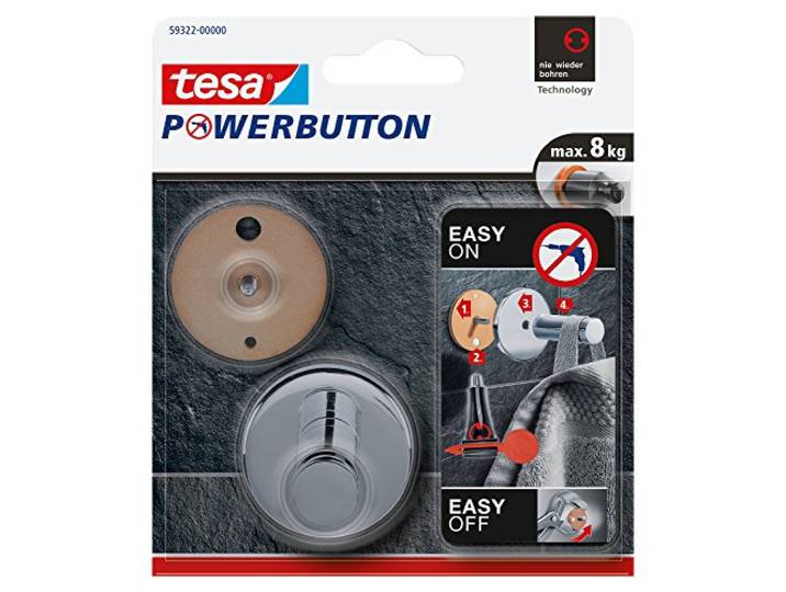 tesa Powerbutton Haak Universal LARGE - Draagvermogen 8 kg