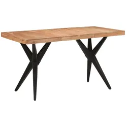 vidaXL Esstisch Schwarz 140x70x76 cm Massivholz Akazie