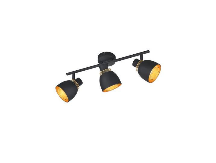 Strahler, Schwarz, Goldfarben, Metall, 20x10x45.5 cm, Lampen & Leuchten, Innenbeleuchtung, Spots & Strahler, Deckenspots