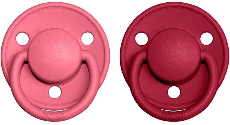 BIBS De Lux Natural Rubber Size 1: 0+ months tétine Coral / Ruby 2 pcs