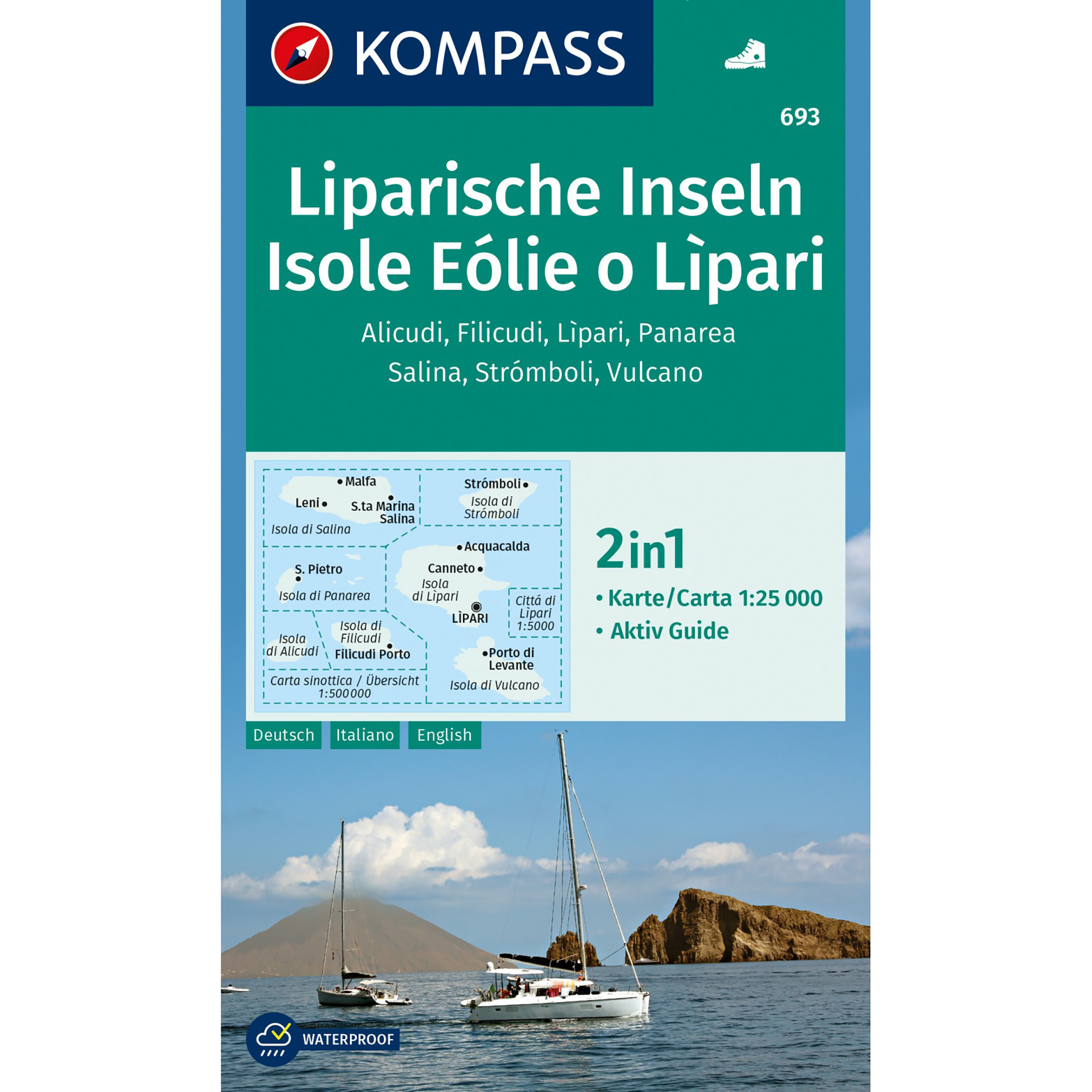 Kompass Verlag WK 693 Liparische Inseln Topografische Karten 2. Aufl. 2023