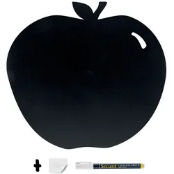 Securit® Wandtafeltafel – Apfelform – Kreidestift und Klett-Kit zur Wandbefestigung inklusive – Auslaufmodell