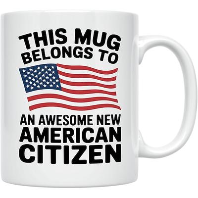 Geschenk zur Einbürgerung in den USA: Tasse mit US-Flaggenmotiv – ein Erinnerungsstück zur Einbürgerung für frischgebackene US-Bürger. Glückwunschgeschenkidee für stolze US-Bürger.