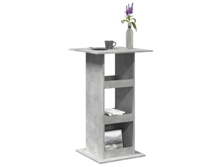 HEFZGDB Bartisch mit Ablagen Betongrau 60x60x102 cm Holzwerkstoff, 3 Fächer Stauraum für Flaschen und Küchenutensilien, Hochtisch als Bistrotisch oder Standregal, pflegeleicht