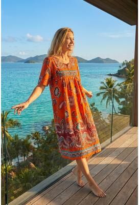 Plus Size Women's Bib-Front Short Sleeve Short Lounger by Only Necessities in Electric Orange Bloom (Size 3X)