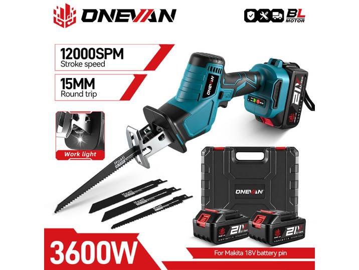 ONEVAN 3600W scie alternative électrique sans brosse batterie tronçonneuse Variable métal bois outil de coupe pour Makita 18V batterie broche