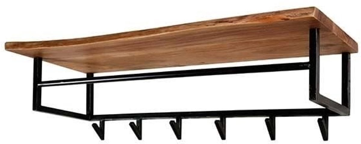 Kapstok Edge met 6 haken en hoedenplank van boomstam, 100 cm
