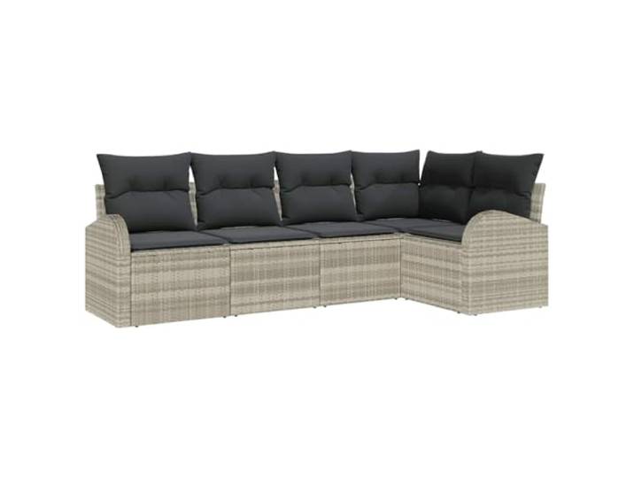 Makastle Polyester Modulares Sofa-Set 5-Sitzer Hellgrau mit Kissen, Handgewebt, Sitztiefe 55 cm, 42,4 kg
