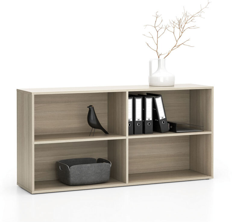 PLAN Büroregal LAYERS, lang, 2 Böden, 1582 x 400 x 777, Eiche natur