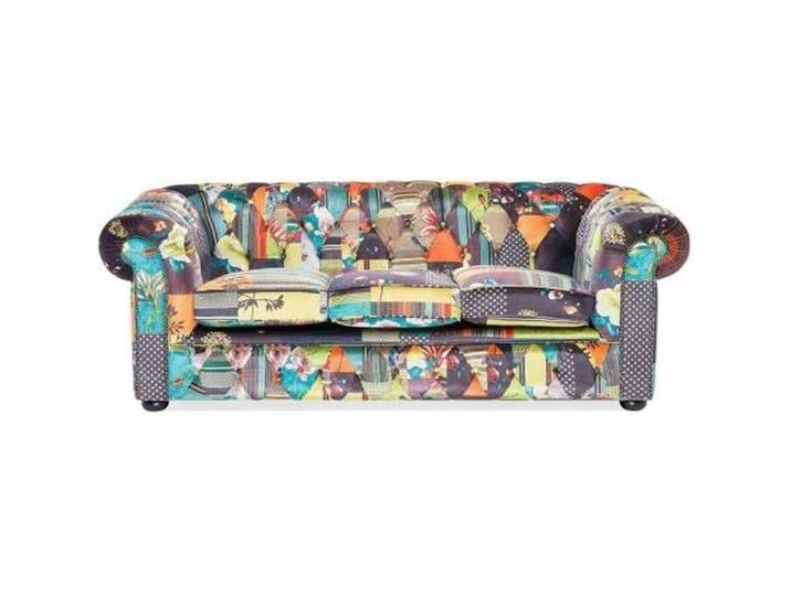 Canapé patchwork en tissu jaune BELIANI CHESTERFIELD - 3 places - Relaxation - Confort moelleux