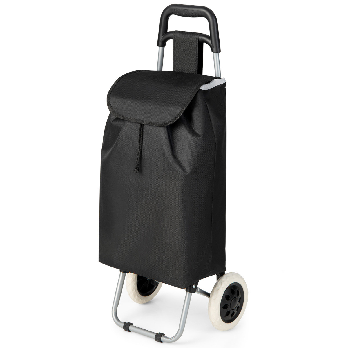 Costway Boodschappenwagen Trolley met Wielen, Inklapbaar, Zwart, tot 35 kg