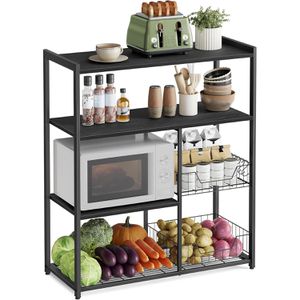 Vasagle Küchenregal KKS096B22, schwarz, mit Arbeitsplatte, 80 x 95 x 35cm