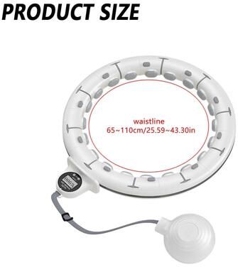 Inspire Select Smart Weighted Fitness Hula Hoop For Adults With Massage Nodes, Gravity Ball & Counter, Adjustable Waist Hoop For Weight white 25.59 43.31 In