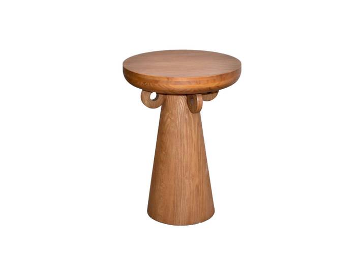 Mid.you Beistelltisch, Nussbaum, Uni, rund, Säule, 38x53x38 cm, Holzmöbel, Holztische, Beistelltische Holz
