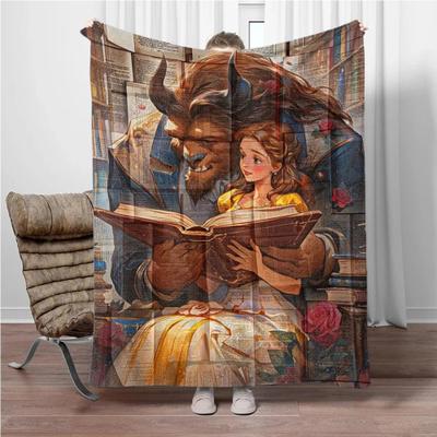 Uplift Picks Beauty And The Beast Flannel Throw Blanket Soft Cozy Sofa Blanket 02 180x220cm (71x86in)