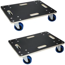 ECD Germany 2er Set Transportroller 35x50 cm mit Feststellbremse, bis 800 kg, Siebdruckplatte & PP-Räder, Rollbrett Möbelroller Transporthilfe Umzug