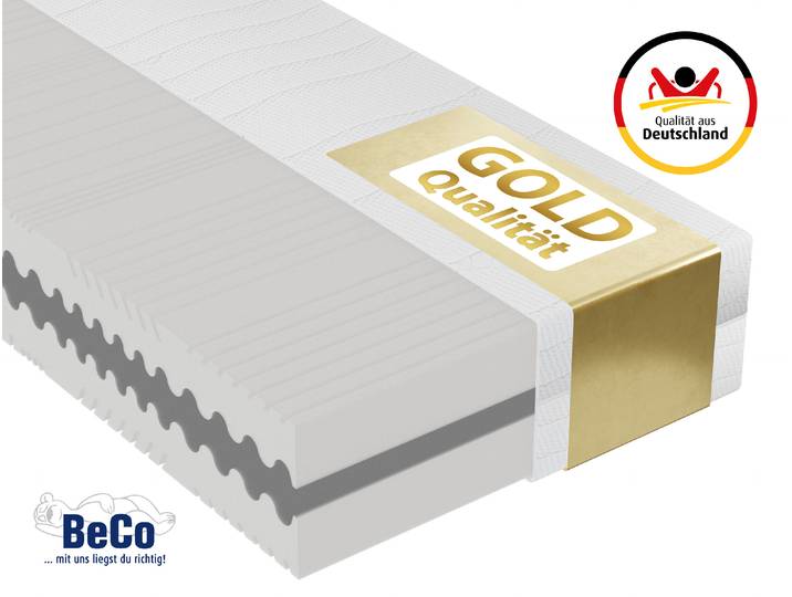 Komfortschaummatratze BECO Gigant Trio – GOLD Komfortschaummatratze in Luxus-Bettenhöhe , weiss (weiß), B:100cm H:30cm L:200cm, Bezug: 60% Polyester, 38% Viskose, 2% Elasthan, Matratzen, Komfortschaummatratze, Luxus 30 cm Höhe, 7 Zonen, Wendematratze, erhältlich auch 140x200