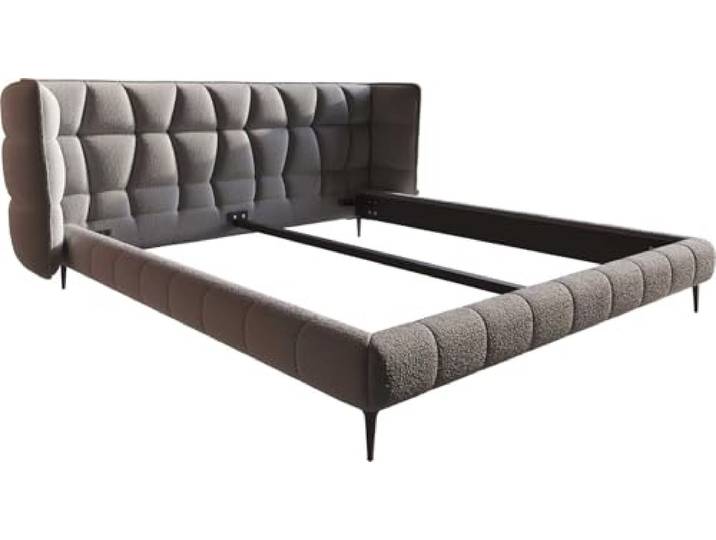 DELIFE Polsterbettgestell Capujo Bouclé Silbergrau 180x200 cm