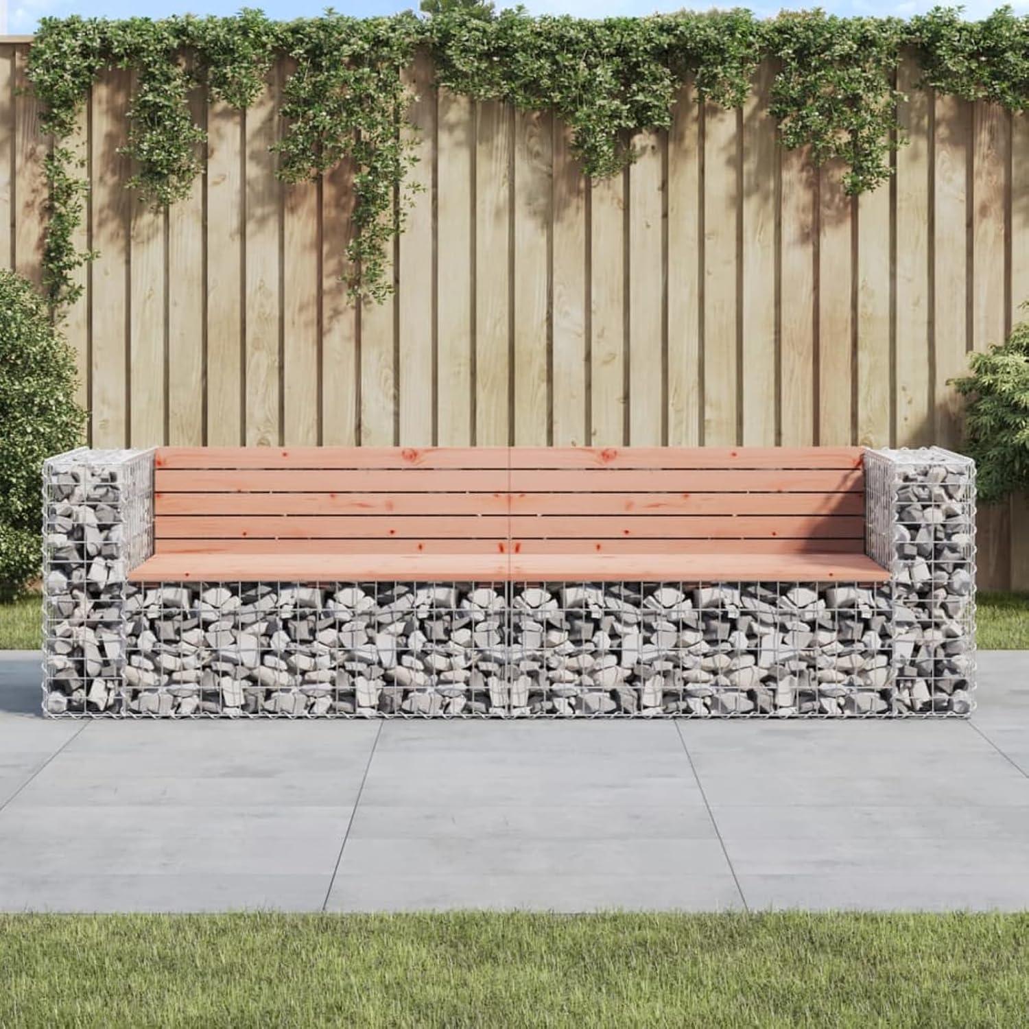 Gartenbank - Terrassenbank - Gartenmöbel - Sitzbank - Douglasieholz - Verzinkter Stahl - Kompaktes Design