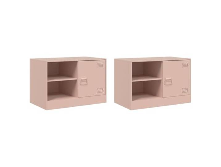 hliofuir TV-Schrank 2er Set Rosa Fernsehtisch Stahl 67x39x44 cm Kompakte Lowboards aus Metall bieten praktischen Stauraum für Konsolen und Bücher im Schlafzimmer oder Wohnzimmer.