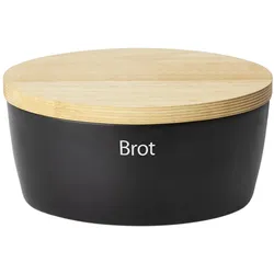 Continenta Keramik Brottopf oval, schwarz, 27x20xH13,5cm, Brotaufbewahrung, Schwarz