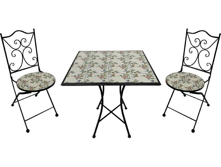 Axi Camilla Table Et Chaise Bistrot\, 2 Chaises 1 Table\, Ensemble Bistro Extérieur\, Mosaique Rose Romantique - Salon De Jardin Bistrot\, Table Bistrot
