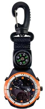 Multisell Products Hub Outdoor Hiking Watch With Compass & Carabiner Survival Sports Pocket Watch For Camping, Hiking, And Backpacking orange
