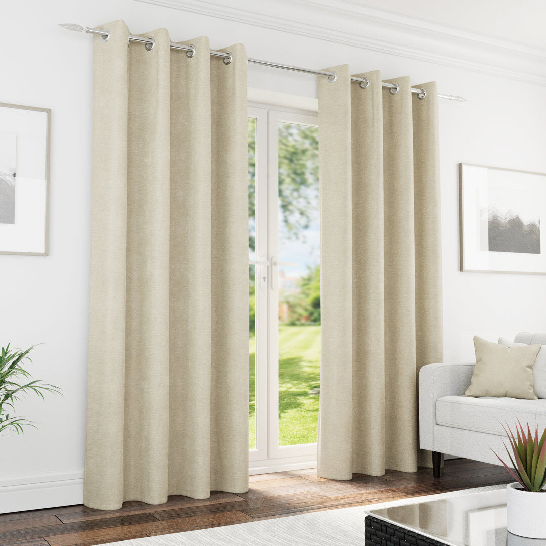 17 Stories Blackout Curtain Panel Pair Cream 229cm Width x 229cm Drop