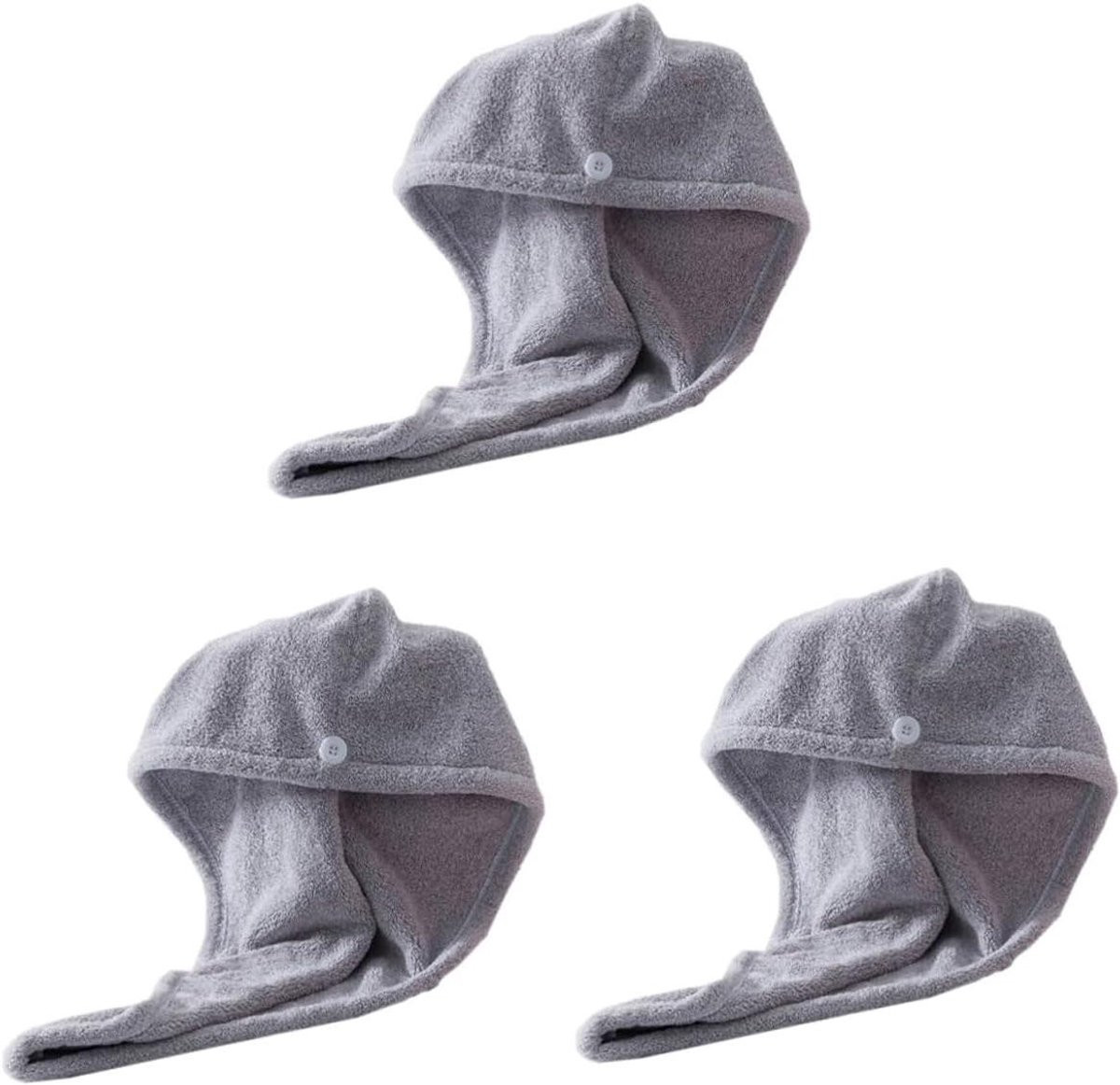 Absorberende haardroger handdoek met droogkap in grijs, 65 x 25 cm