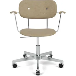 Co Drehstuhl beige gepolstert mit Armlehnen auf Aluminiumbeinen