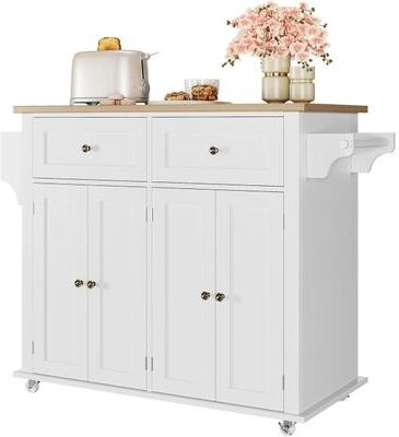 Garvee Kitchen Island Cart with Solid Wood Top