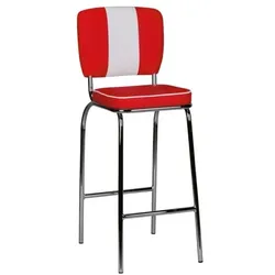 Wohnling Barhocker American Diner Vintage-Design Kunstleder rot, 40 cm