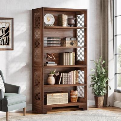 Bluebell 71 Inches Vintage Tall Bookcase, Floor Standing 5-Shelf Display Rack Storage Shelves