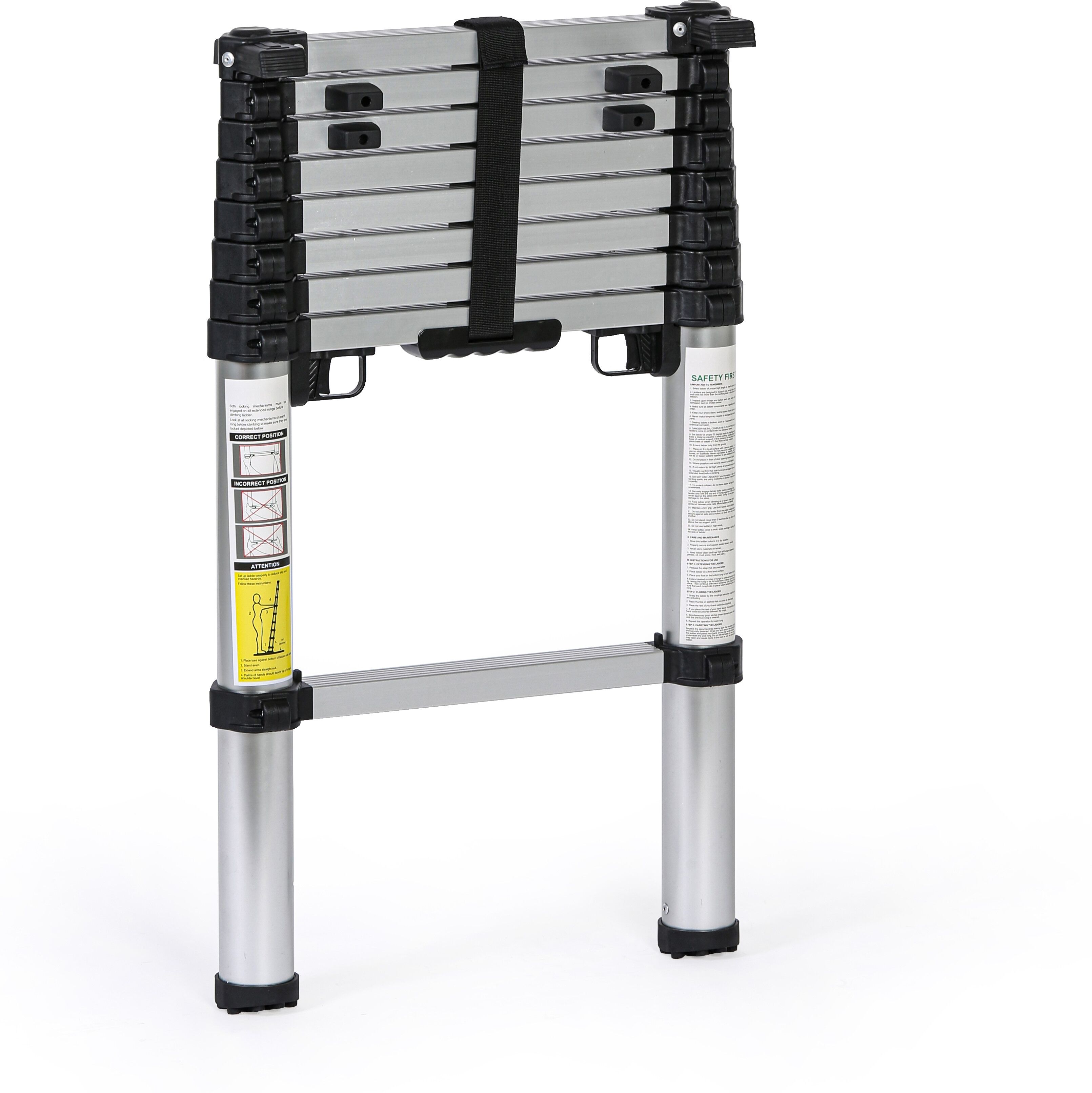 B2B Partner Teleskopierbare Aluminium-Leiter PROFI, 2,65 m, 9 Sprossen