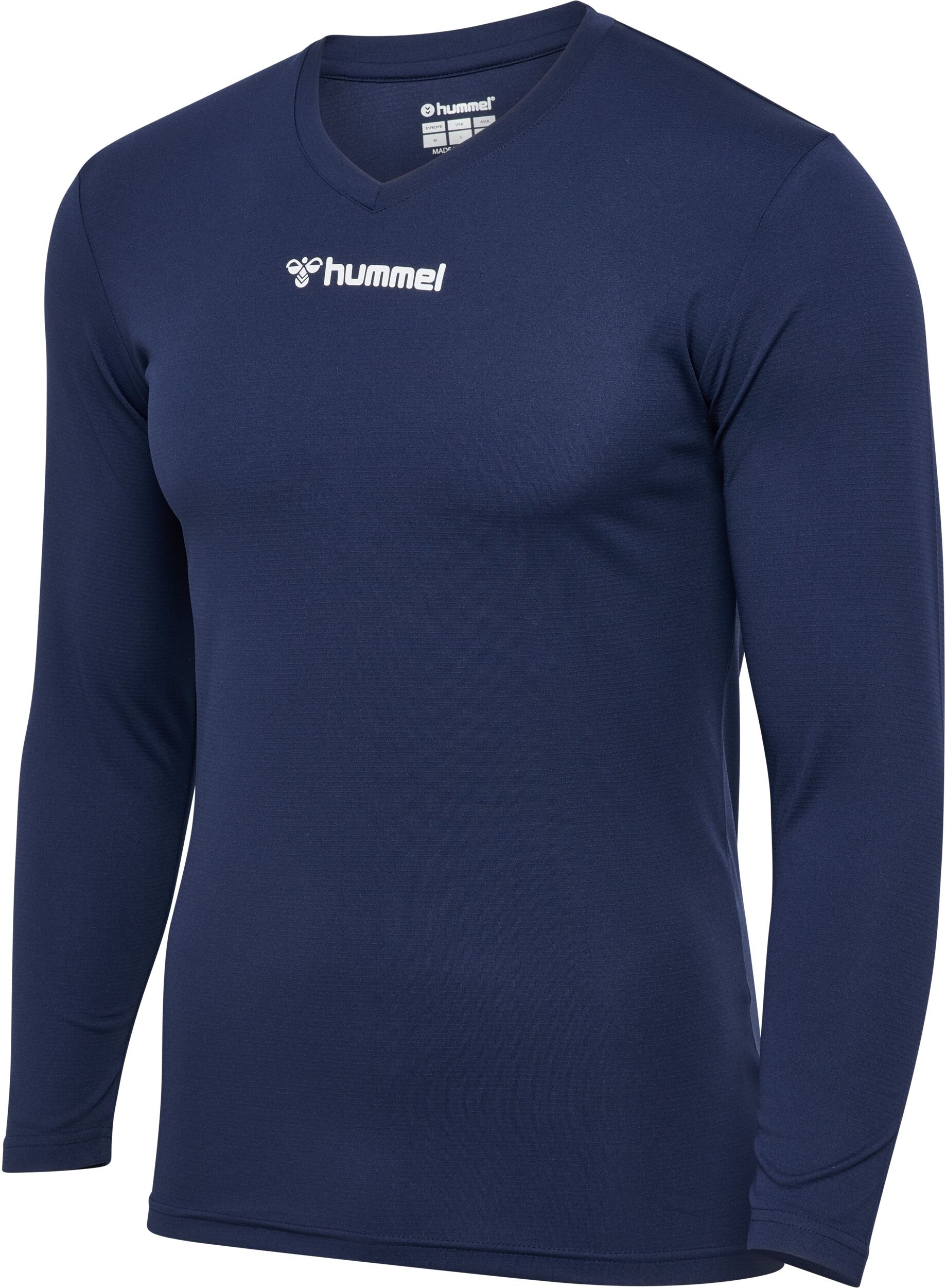 Trainingsshirt HUMMEL "HMLBL ESSENTIAL TEE L/S", Gr. S, blau (marine), Obermaterial: 100% Polyester, regular fit, Rundhals, Shirts Trainingsshirt, reguläre Passform, langärmlig, atmungsaktiv, schnell trocknend