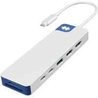HyperDrive Flex 9-Port Dual 4K HDMI , Dockingstation weiß/blau, USB-C, HDMI, USB-A, PD