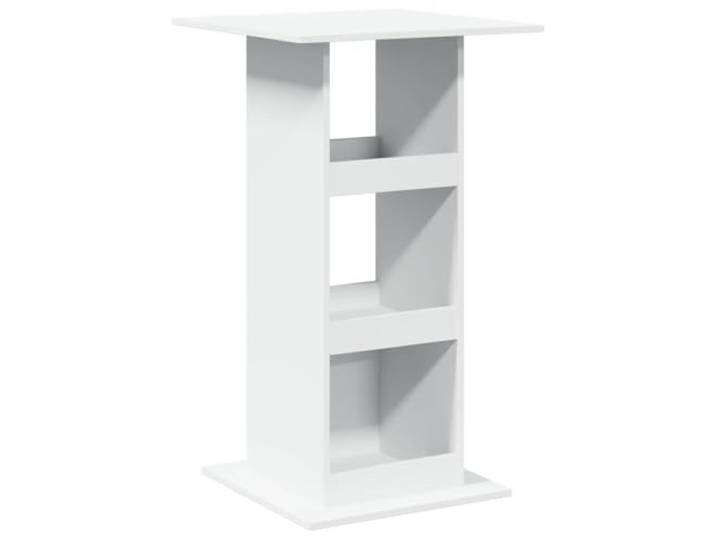 HAQWRDQSG Bartisch mit Fächern Weiß 60x60x102 cm Stehtisch Holzwerkstoff Kompakter Bistrotisch für Küche und Esszimmer mit 3 seitlichen Regalfächern für Gläser und Geschirr.