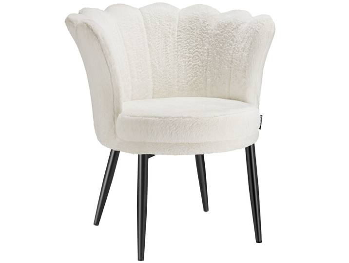 Fauteuil rembourrage épais revêtement fourrure synthétique crème/noir