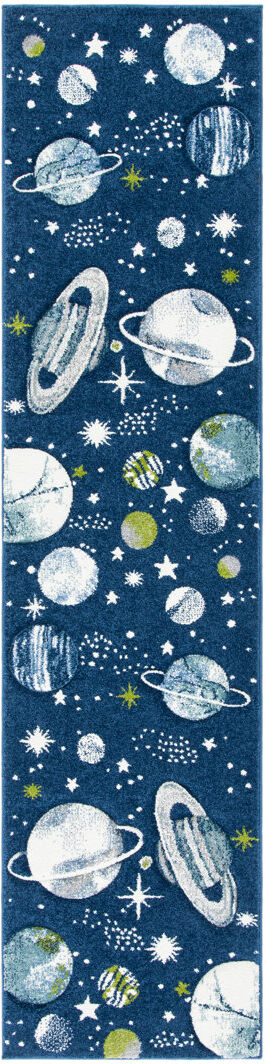 Isabelle & Max Carousel Kids Space Area Rug In Navy / Ivory Navy;Ivory Rectangle 120 x 305cm